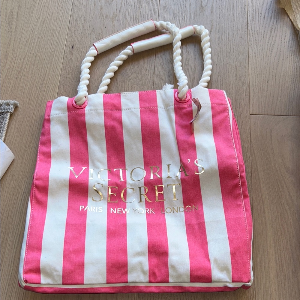 Victoria's Secret Bold Pink and White Tote